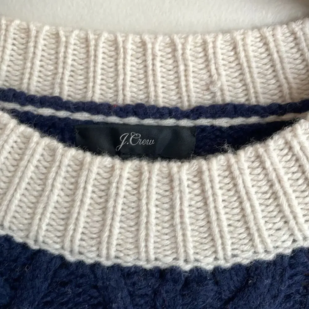J.Crew Gabby Stripe Cable Knit Wool Tunic Sweater